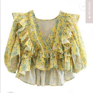 RHODE dupe ruffle floral top